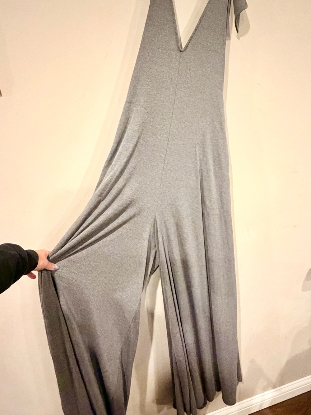 Free People Beach Halter-Neck Wide-Leg Jumpsuit Ribbed Gray MSRP $118 - Picture 7 of 7